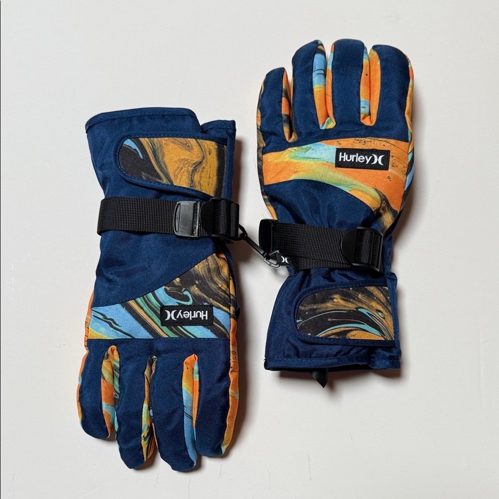 Small / Medium Hurley Vibrant Blue and Orange Gloves snow Snowboarding BRAND NEW